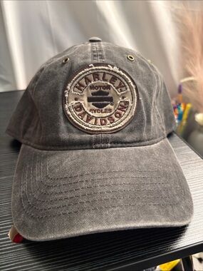 Harley-Davidson Washed Gray Strapback Hat with Embroidered Back Logo